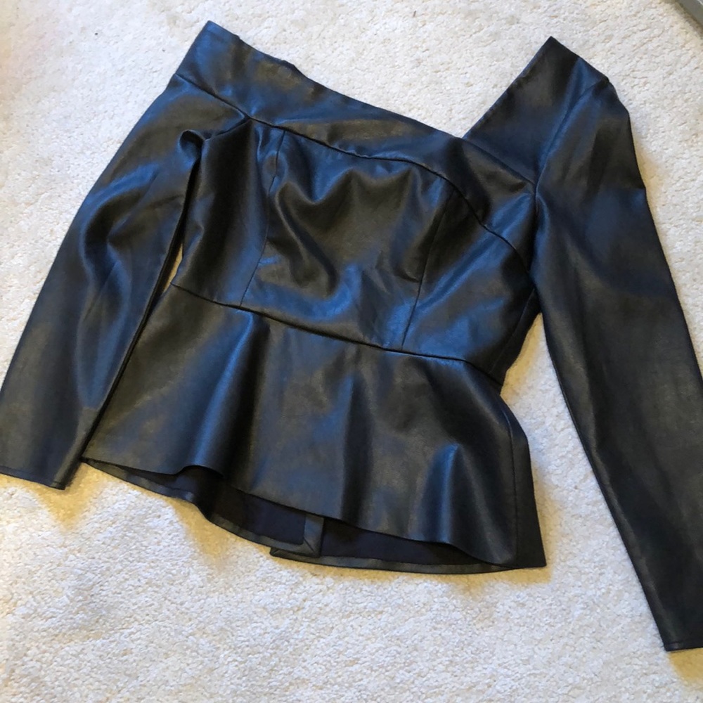 BCBG leatherette top in size 8 Black